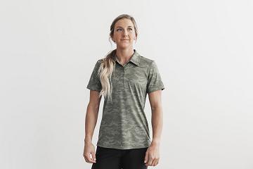 Women's Nobull WoLightweight Textured Polo (CAMO) Tanks Camo | SG V3203R